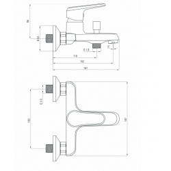 Bateria wannowa Deante AVIS CHROM BGV 010M